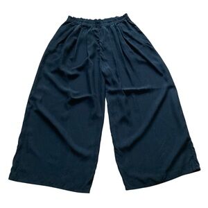 Eileen Fisher 100% Silk Wide Leg Pull-on Trousers